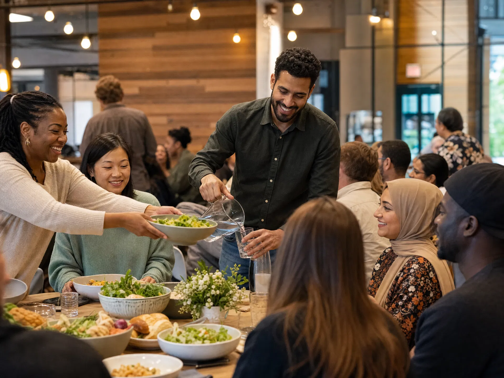 Community sharing food together